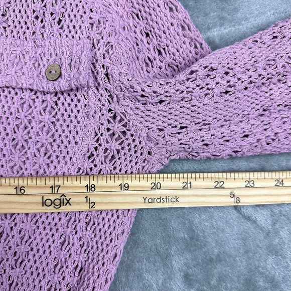 Free People Beach Pink Knit Collared Button Front Romper XS/TP Crochet Lace - Picture 9 of 11